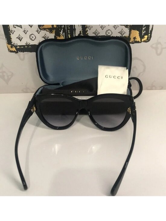 New Authentic Gucci GG0877S 001 Black Soft Cat-Eye Sunglasses Grey Gradient Lens main image 7